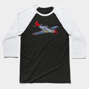 P-51 Mustang Red Tail Baseball T-Shirt